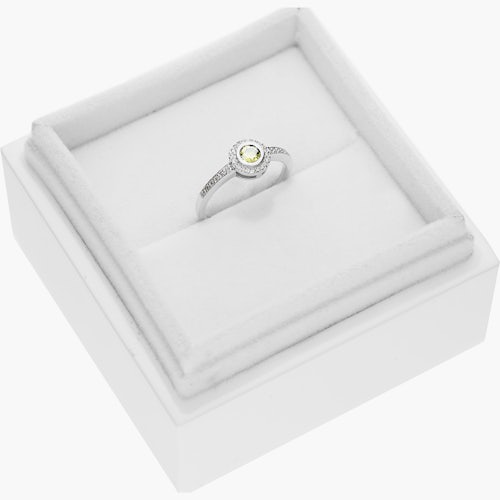 Pierścionek zaręczynowy SAVICKI: białe złoto, żółty szafir